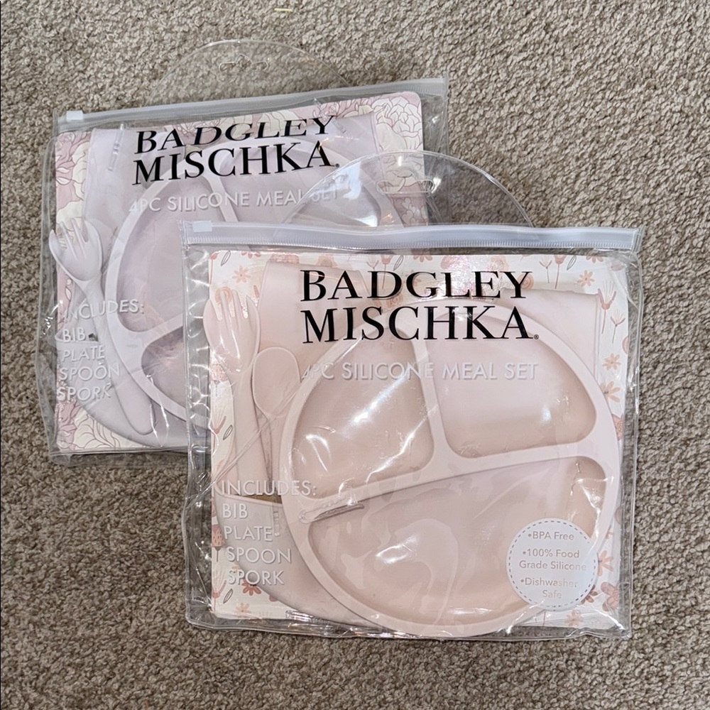 Badgley Mischka Silicone Meal Set in Pink and Lilac Bundle